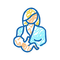 mother feeding baby icon doodle illustration