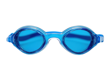 Bright blue swimming goggles ready for a refreshing dive clear lenses sleek design perfect for pool