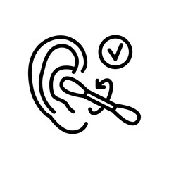 Ear cleaning outline icon. Cotton swab simple sign, Hygiene routine concept isolated on white background.
