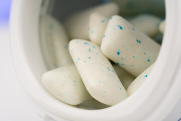 Chewing gum. Mint chewing gum pads. Gum background