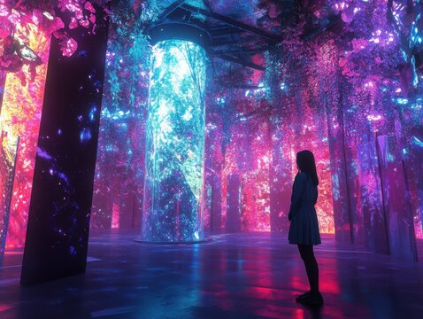 A theme park blending virtual reality, soundscapes, tactile feedback, and ambient scents for total immersion