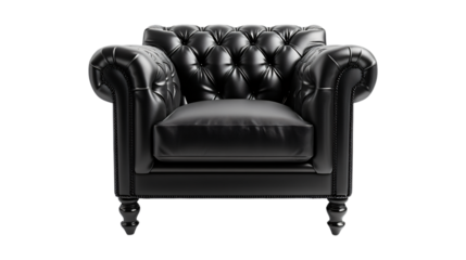 Elegant Black Arm Chair Isolated on White Background for Interior Design Projects