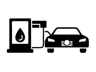 Car Refueling at Gas Pump Icon - Fuel Station Silhouette