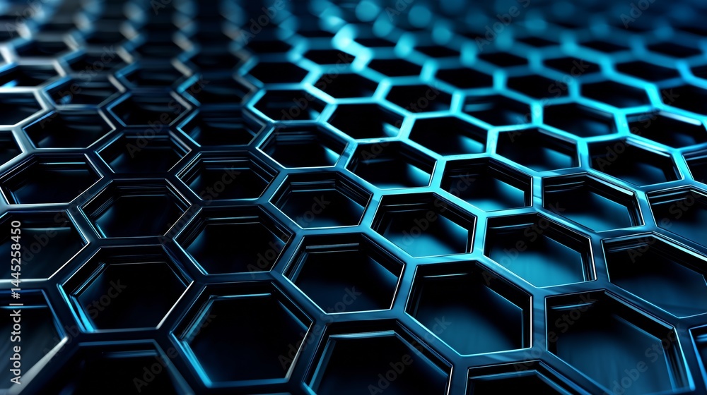 Poster Exploring the intricate patterns of metallic honeycomb texture in a modern backdrop