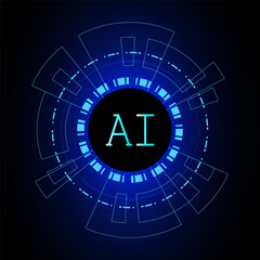 Artificial Intelligence ,AI chipset on circuit board, futuristic Technology Concept