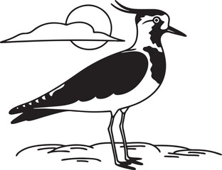 Fototapeta premium northern lapwing bird silhouette printable design
