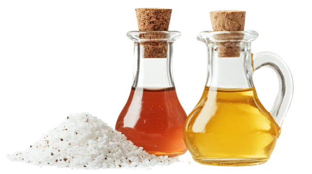 Classic Vinegar and Salt Seasoning Combo Isolated on White Background