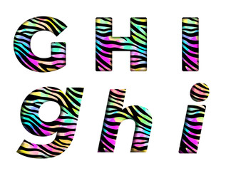 Zebra New Cotton Lycra G, H, I word alphabet letter text english font  