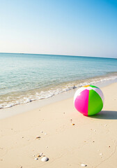 beach ball on the beach, coconut, day, colorful, caribbean, paradise, fun, waves, 
