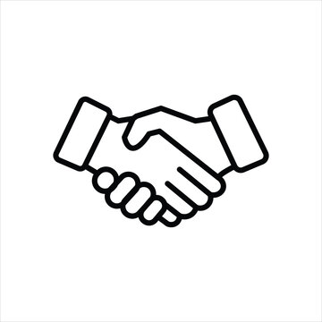 handshake line icon vector on white background.