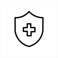 Fototapeta premium shield, medical, potection, safety line icon vector on white background.