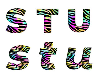 Zebra New Cotton Lycra S, T, U  word alphabet letter text english font  