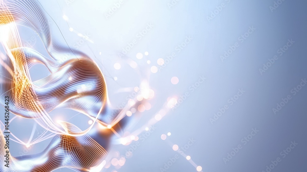 Poster abstract color wave design with soft lights and flowing lines.