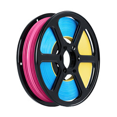 Obraz premium Colorful 3D Render of a Reel of Filament for 3D Printing
