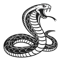 Fototapeta premium Black Vector Coiled Snake Icon, Simple Line Art Design
