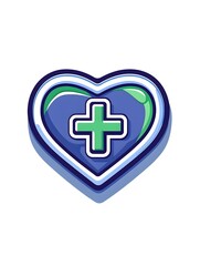 Obraz premium A stylized heart icon featuring a green plus sign, symbolizing healthcare or medical aid