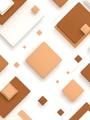 Abstract geometric design featuring overlapping squares and rectangles in muted earth tones on a white background