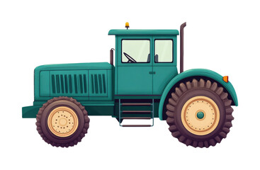 Obraz premium Green farm tractor with large wheels and detailed features