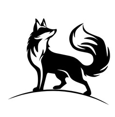 Wolf silhouette logo icon. Howling predator sign. Wild canine animal symbol design illustration