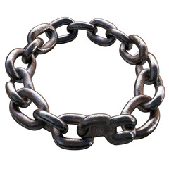 Fototapeta premium Rusty Chain Circle Dark Background Metal Links