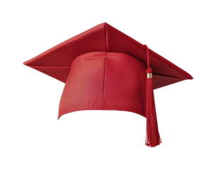 Red graduation cap with tassel celebrating academic achievement