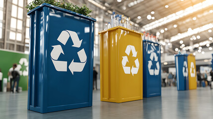 Recycling initiatives and practices urban environment image series waste management low angle sustainability awareness