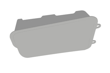 Vector 3D Line Art cartoon Solid flat color Technical illustration design Minimalist Simplified 2D Clean of an Classic 100cc Motorcycle Fuel Tank Curved Metal Gas Tank for Underbone or Cub Style Motor