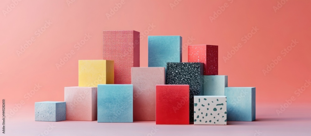 Poster abstract colorful blocks composition: a modern minimalist 3d render