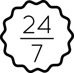 24/7 Working Time vector icon stock illustration