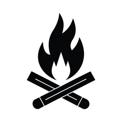 Campfire With Crossed Sticks Icon Vector Illustration