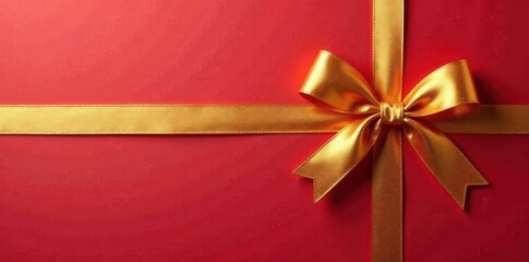 Elegant golden ribbon adorns gift card, isolated , shopping, retail