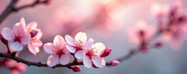 Soft pastel swirls, blossoming buds, blurred bokeh , spring background, nature, illustration