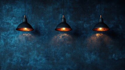 Dark blue interior with pendant lighting
