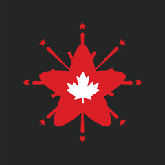 Canada Day Maple Leaf Burst Vector Design