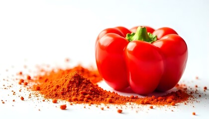 Bell pepper spices on white background