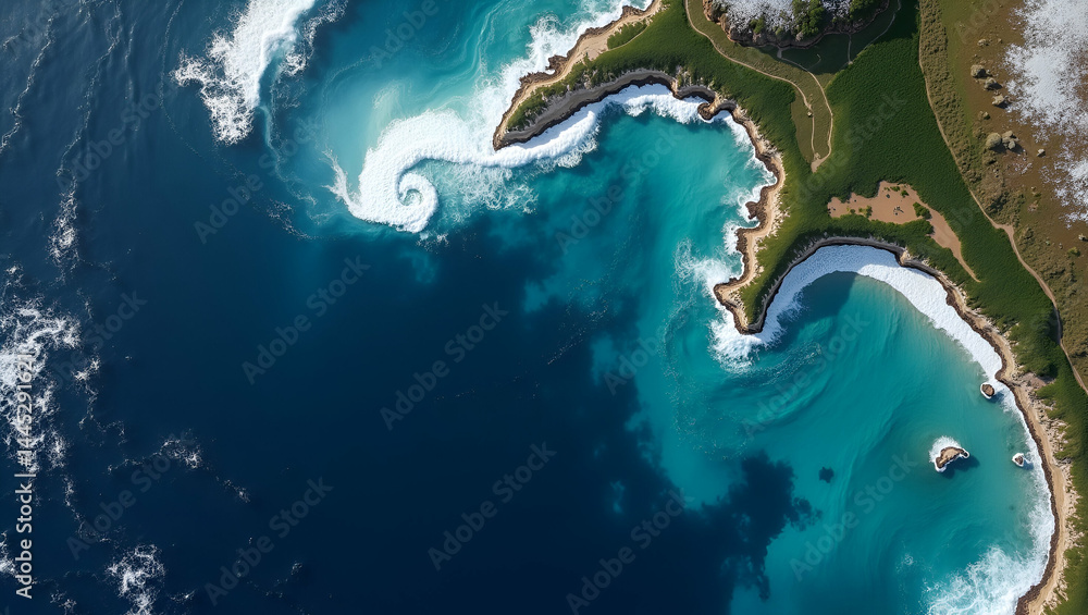 Aufkleber high-resolution satellite imagery of developing tsunami wave front approaching continental shelf: ma