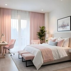 Elegant Pink and White Bedroom Interior Design