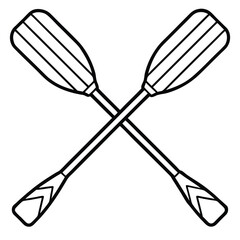 Camping Activities kayaking vector silhouette Line art illustration 