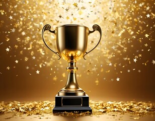 Golden Trophy with Confetti Celebration