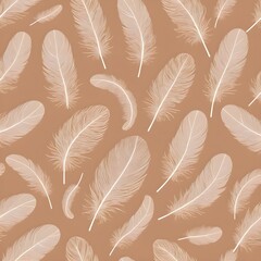 Elegant White Feathers on Beige Background