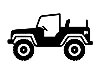 Open Top Off Road Vehicle Silhouette Icon Jeep Style 4x4