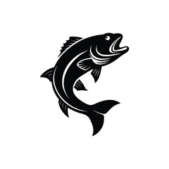 Bass Fish Jumping Vector Silhouette Icon Vector Illustration