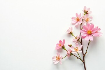 Fototapeta premium Delicate, small-scale floral sprigs on white background, delicate flowers, textile, flower print