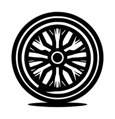 Fototapeta premium Minimalist Car Wheel Rim Logo in Black on White