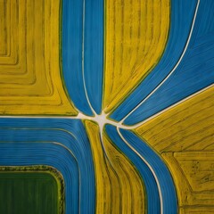 Aerial View of Abstract Farmland Patterns