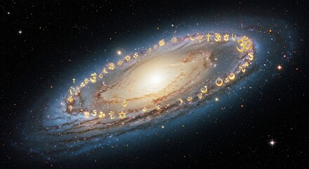Fototapeta premium Spiral galaxy in deep space cosmic illustration with stars and nebulae background