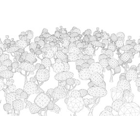 Fototapeta premium A drawing of a forest with many trees. Vector illustration