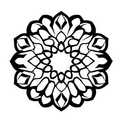 Black and white floral mandala design intricate pattern decorative element for coloring pages and backgrounds art vector
