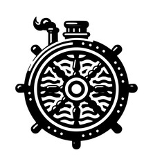 Steamboat Wheel Rim Logo in Black on White