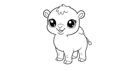 Naklejka premium Sweet Baby Camel Character for Kids Fun Arid Environment Coloring Activity